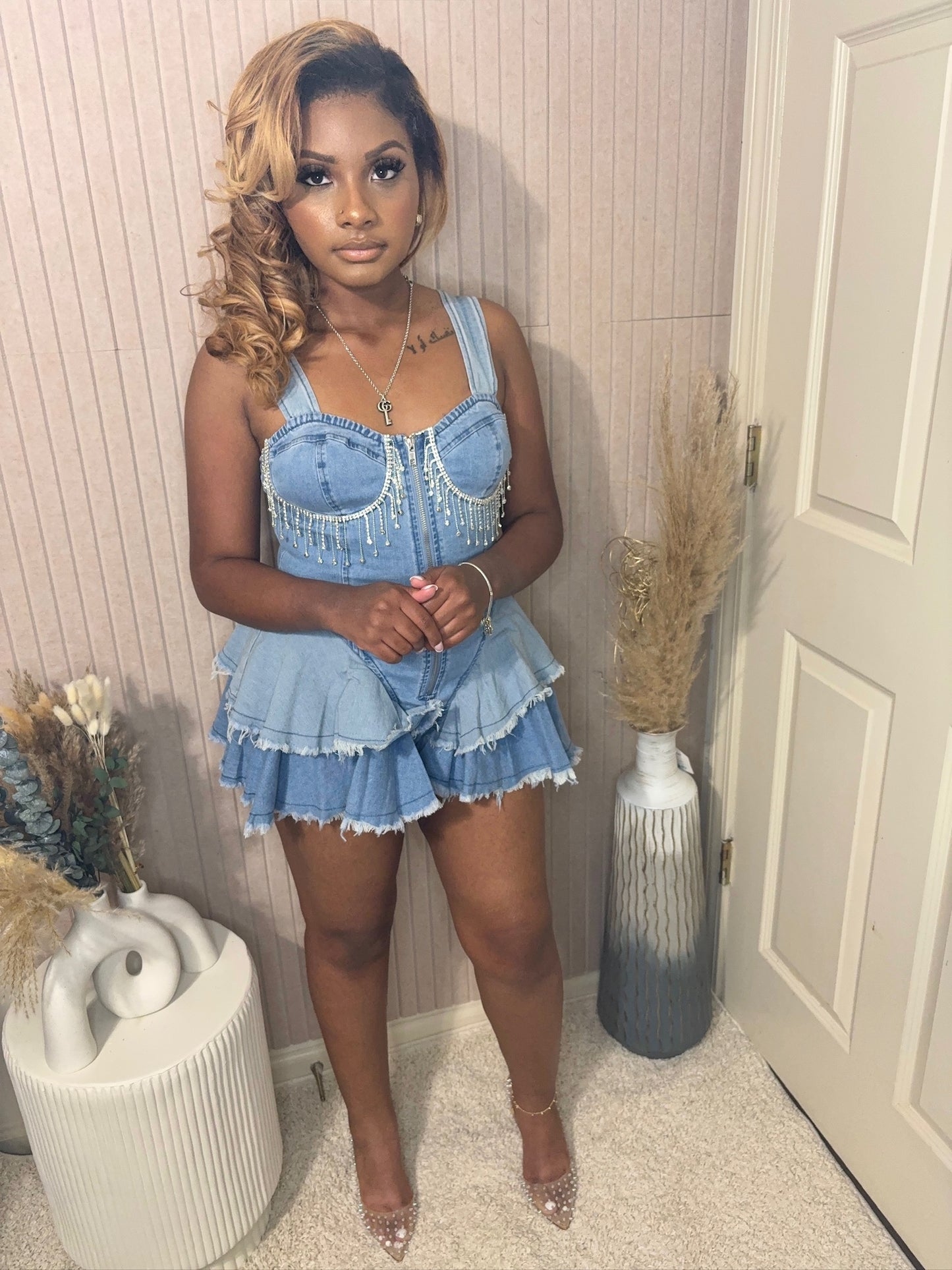 The Nashville Glitz Romper - BOSS BABE LUXE CO.