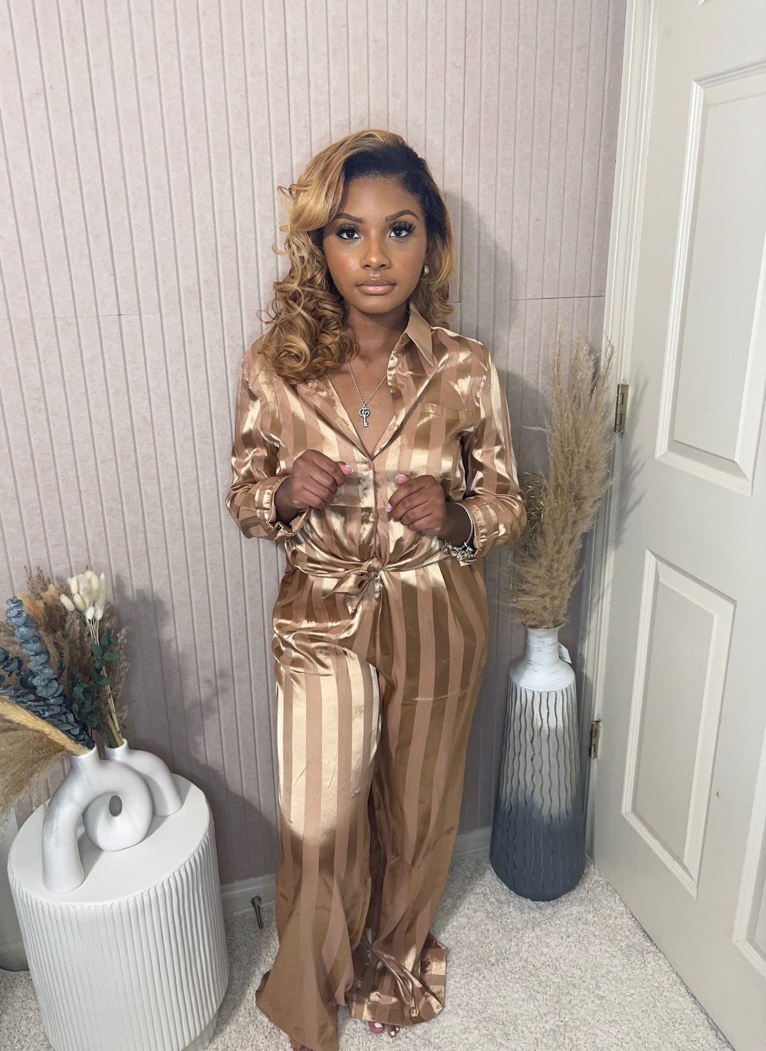 The Golden Hour Satin Set - BOSS BABE LUXE CO.