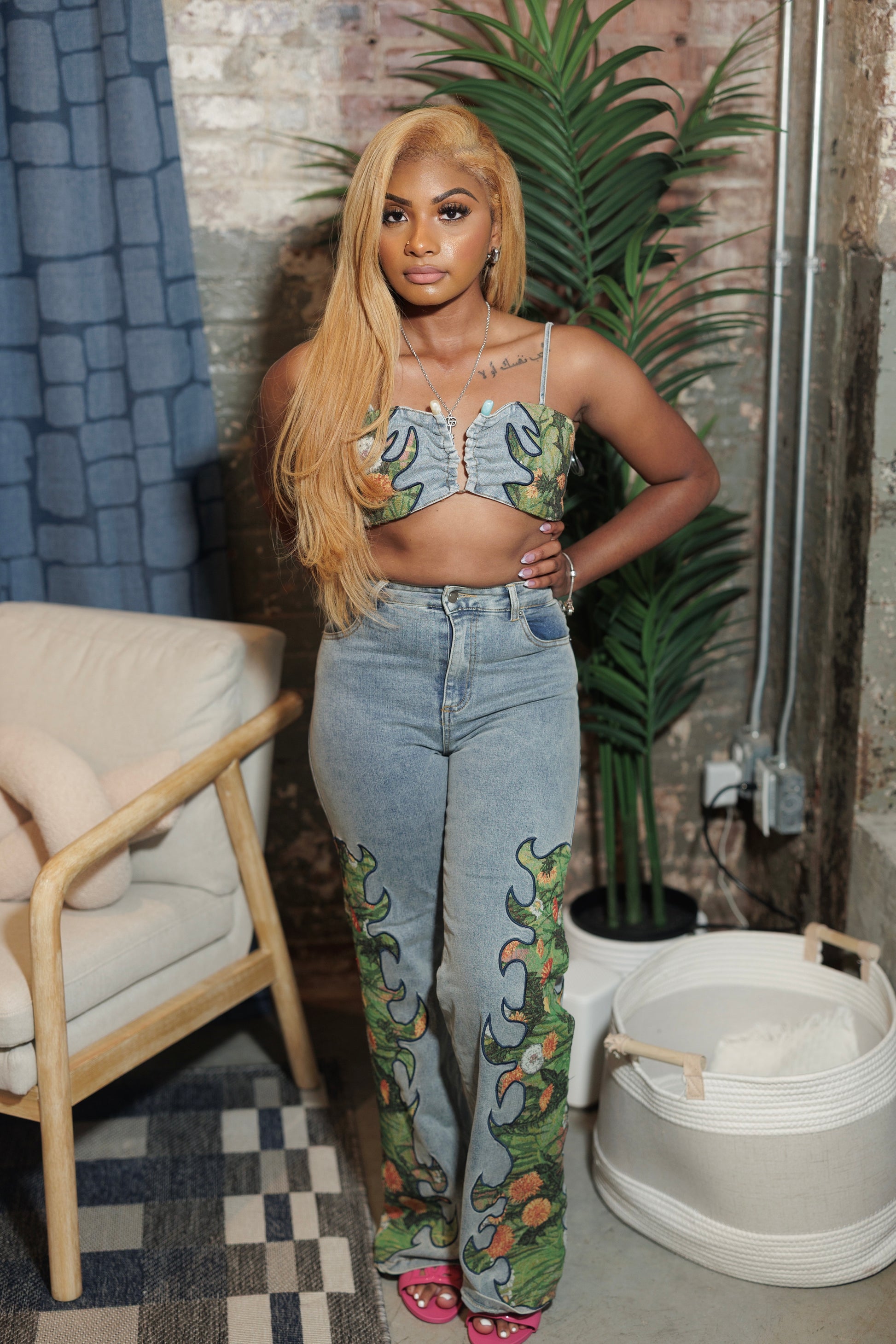 Garden of Eden Denim Set - BOSS BABE LUXE CO.