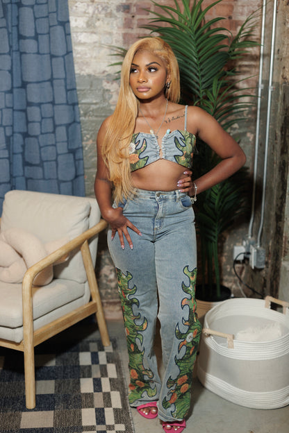 Garden of Eden Denim Set - BOSS BABE LUXE CO.